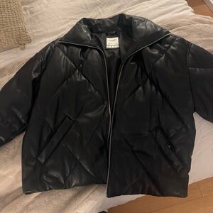 Abercrombie & Fitch Black leather Puffer Jacket